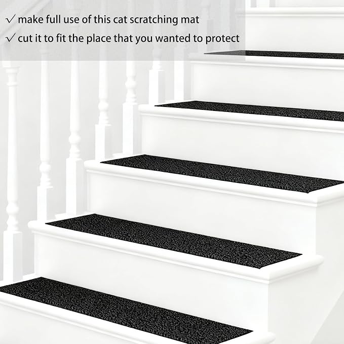ICOOP Furniture Protectors from Cats Scratching Self Adhesive Black Cat Scratching Mat 15.8"×160" DIY Cat Couch Protector Sofa Protector for Cats Scratch Posts Couch Protection Replacement Carpet Rug