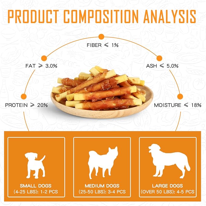 PAWUP Chicken Jerky Strips Dog Treats, Chicken Wrapped Biscuits Pumpkin Dog Treats Sticks