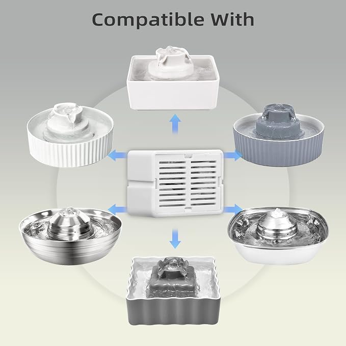 16 Pack Ceramic Cat Fountain Filter Replacement, Triple Cupcake Cat Fountain Filters, 16 Pet Fountain Carbon Filters and 4 Foam Filters for Ceramic/Cupcake Cat Water Fountain （16 Filters）