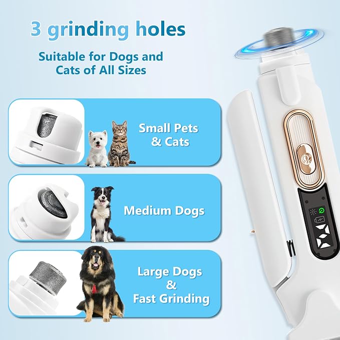 2-in-1 Dog Nail Clippers and Grinder with Light, Quiet Electric Pet Nail Trimmer for Small Medium Large Dogs & Cats, 2 Speeds, Rechargeable, Splash Guard & Safety Lock, Painless Grooming Tool | dog nail clippers with quick sensor silent groom pro nail ...