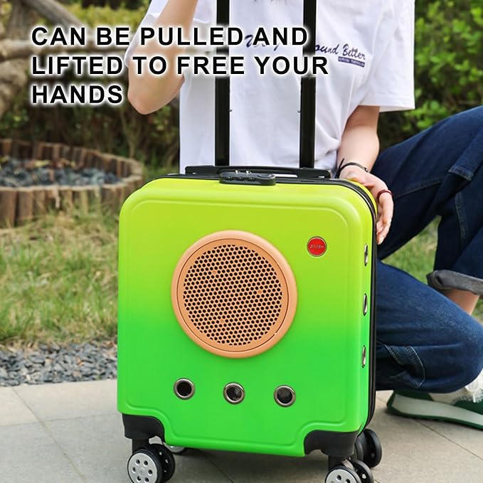 GAMAK Hard Sided Dog Carriers for Small Dogs with Wheels and Handle, Pet Travel Carriers for Dogs Puppies Rabbits Cats Great for Travel/Hiking/Outdoor Use (Color : Green)
