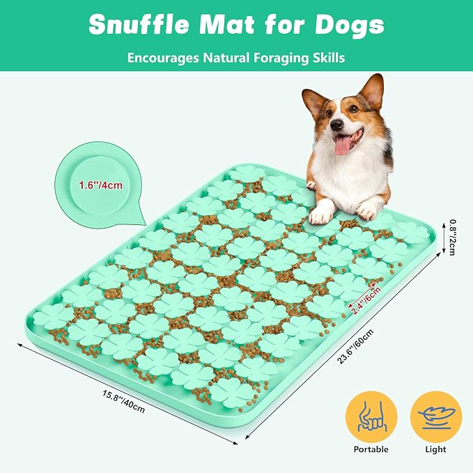 Dog Lick Mat, 23.6"x 15.7" Large Silicone Snuffle Mat with Suction Cups, Slow Feeder for Small Medium Large Dogs Slow Eating, Boredom Reducer (Green)
