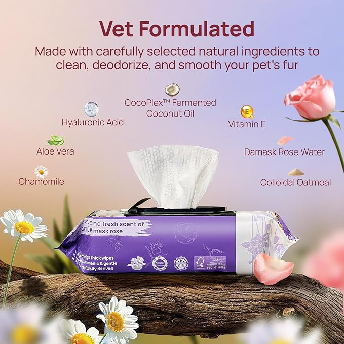 HICC PET Wipes for Dogs and Cats, Vet-Recommended Hypoallergenic Dog Wipes for Paws, Butt and Fur, Dog Cleaning Wipes & Dog Bath Wipes, Deodorizing Grooming Wipes for Dogs, Cats, Horse, 100 Count | Pet Wipes for Paws & Butt, Dog Bath Wipes, Deodorizing...
