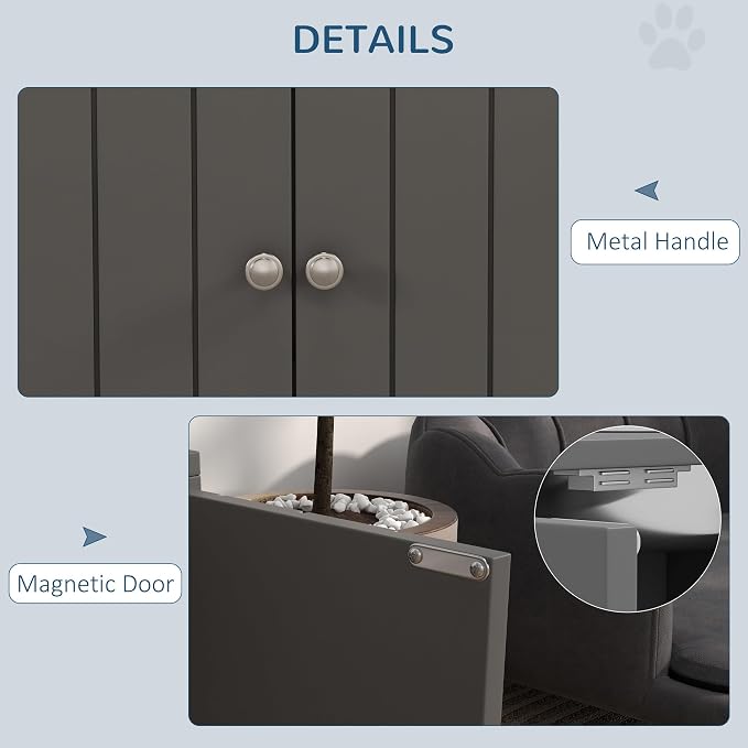 PawHut Large Elevated Dog Bowls with Storage Cabinet Containing Large 44L Capacity, Raised Dog Bowl Stand Pet Food Bowl Pet Feeding Station, Gray