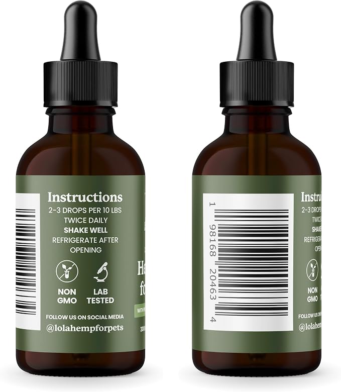 Lolahemp Calming Hemp Oil for Dogs with L-Theanine and Chamomile - Vet Formulated Natural Calming Dog Support - for Nerves, Loud Noises, Thunder, Fireworks - Promotes Relaxation - USA Made