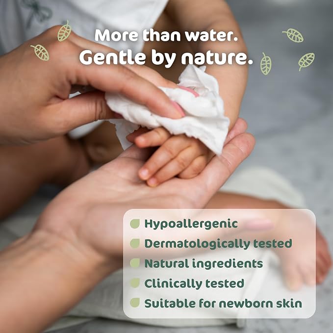 Naty Baby Wipes | 98% Water, Hypoallergenic & Natural for Sensitive Skin | Unscented, Plant-Based, Fragrance-Free | Plastic-Free & Compostable | Newborn & Toddler Diaper Wipes | 672 Count (12 Packs)