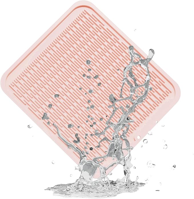 ZLR Heavy-Duty Silicone Dish Drying Mat (16" x 18" / 401 x 455mm) - XL Family-Size Thick 4mm Drainboard for Pots, Pans & Heavy Cookware - Oversized Trivet & Counter Protector, Non-Slip (Peach Pink)