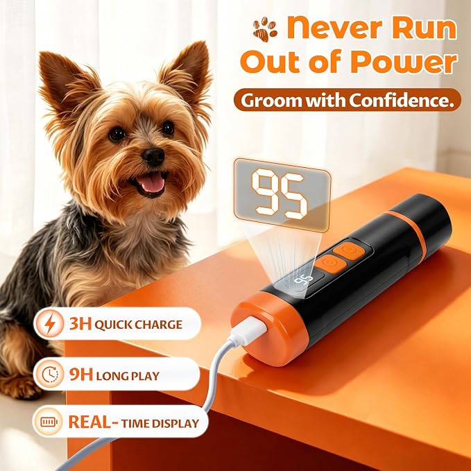 Upgraded Ultra Quiet Dog Nail Grinder with LED Light & Safety Guard - Rechargeable Adjustable Speed Pet Nail Trimmer for Painless Grooming of Dogs & Cats