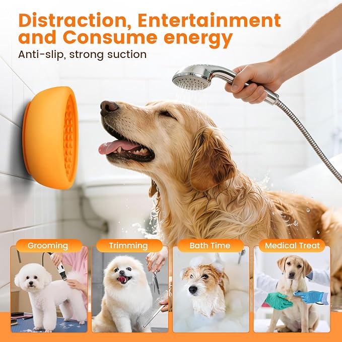 Dog Slow Feeder Licking Bowl,Freezeable Anxiety Relief Treat Dispenser, Non-Slip Anti-chocking Pet Dish,Entertainment Interactive Puzzle Toy for Mediuml Large Breed, BPA Free Silicone Dishwasher Safe
