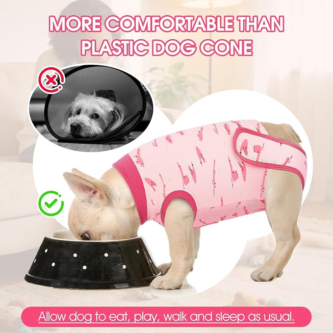 IDOMIK Dog Recovery Suit for Female Spay - Adjustable Anti-Licking Dog Post Surgery Onesie, Male Female Dog Neuter Spay Suits, Soft Abdominal Wound Bandage & E-Collar Cone Alternative