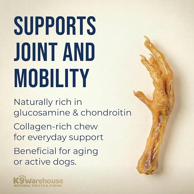 K9warehouse Chicken Feet Dog Treats - 30 Count - Natural Dehydrated Chicken Feet for Dogs - Nutrient-Rich Dog Chicken Feet - Tasty Chicken Foot Chews for Canines - Ideal for Training & Dental Health
