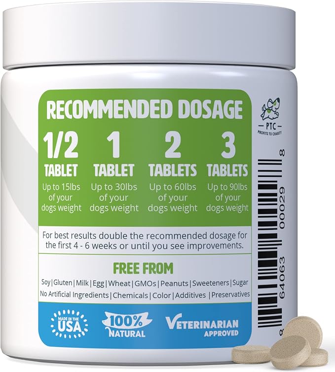 Glucosamine for Dogs with Chondroitin and MSM - Hip and Joint Supplement for Dog Mobility Support and Arthritis Pain Relief - 500 Chewable Tablet Treats by PTC - Profits to Charity