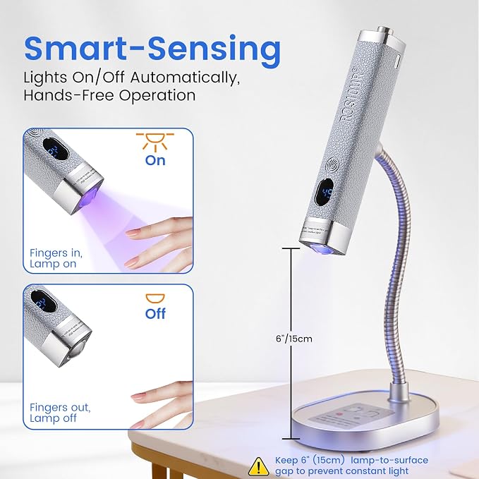 Handheld Mini UV Light for Nails: Flash Cure UV Led Nail Lamp with Cat Eye Magnet- Hand Held Fast Dry Single UV Lamp Pen with Auto Sensor for Manicure Home Salon (Blue)