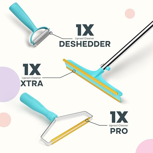 Uproot Clean Deshedder Xtra, Pro, & Deshedder Bundle - Pet Hair Removal Tool & Dog Brush for Shedding Bundle - Easy Cat & Dog Hair Remover & Carpet Rake Set with Special Dog Grooming Brush!