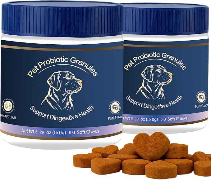 Probiotics for Dogs, Support Gut Health, Occasional Diarrhea, Digestive Health & Seasonal Allergies, Pork Flavor, 60 Soft Chews (Value 2‑Pack)