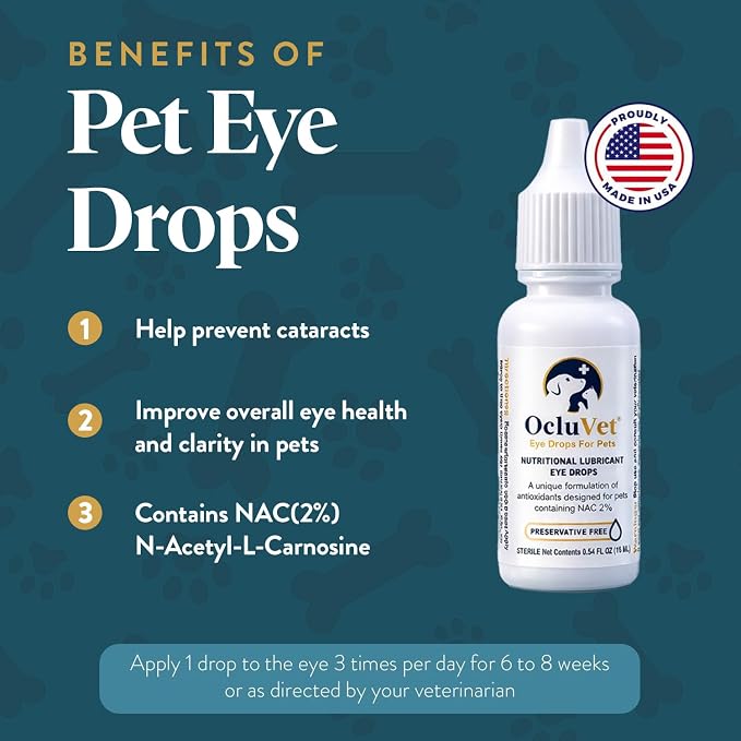OcluVet Bundle Eye Supplements for Dogs & Cats | Vision Chews with Omega-3 for All Ages | Includes 30 Chicken Liver Flavored Chews & Pet Eye Drops, 16 mL | Antioxidants & 2% NAC for Cataracts