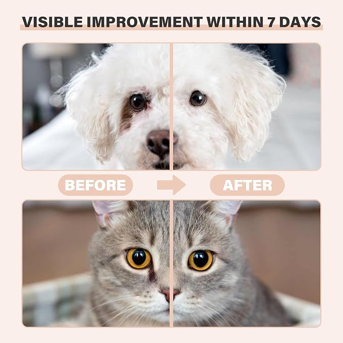 Pet Tear Stain Remover Balm with Pro Powder Brush,Dog Detangler Spray Dematting