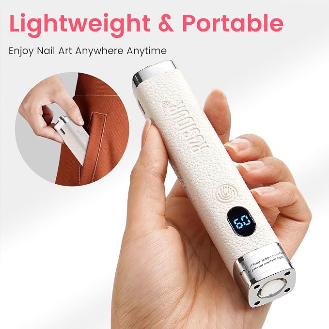 Handheld Mini UV Light for Nails: Flash Cure UV Led Nail Lamp with Stand Cat Eye Magnet- Hand Held Fast Dry Single UV Lamp Pen with Auto Sensor for Manicure Home Salon (White)