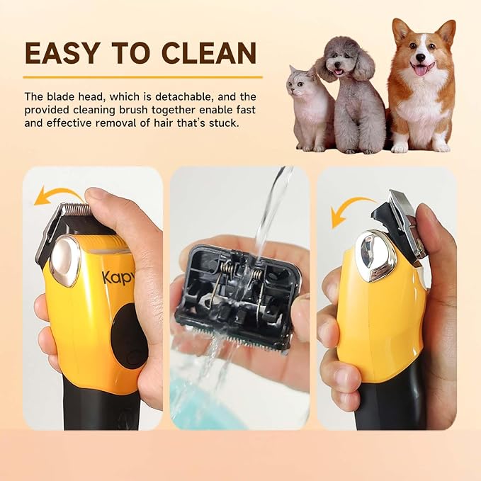 Dog Clippers for Grooming Thick Hair with LED Light,Poodle Grooming Kit with 6 Guide Combs for Dogs Cats Sheep Animals