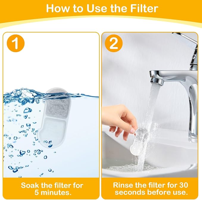 10+10 Pack Replacement Filters Compatible with SEIRMEP 101oz/3L Stainless Steel Cat Water Fountain, Includes 10 Filters & 10 Sponges