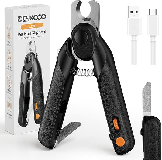Dog Nail Clippers & Cat Nail Clipper, Pet Nail Trimmer with 2 LED Lights,Safety Side Lock, Nail File and Anti-Slip Handles, Dog Nail Grinder Quiet for Large Medium and Small Dogs & Cats