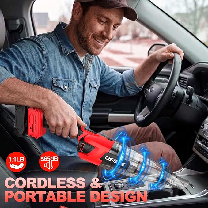 Cordless Handheld Vacuum Compatible with Mliwaukee M18 Battery (Battery NOT Included) 120W Brushless Portable Car Vacuum Cleaner with Washable HEPA Filter for Auto & Pet Hair