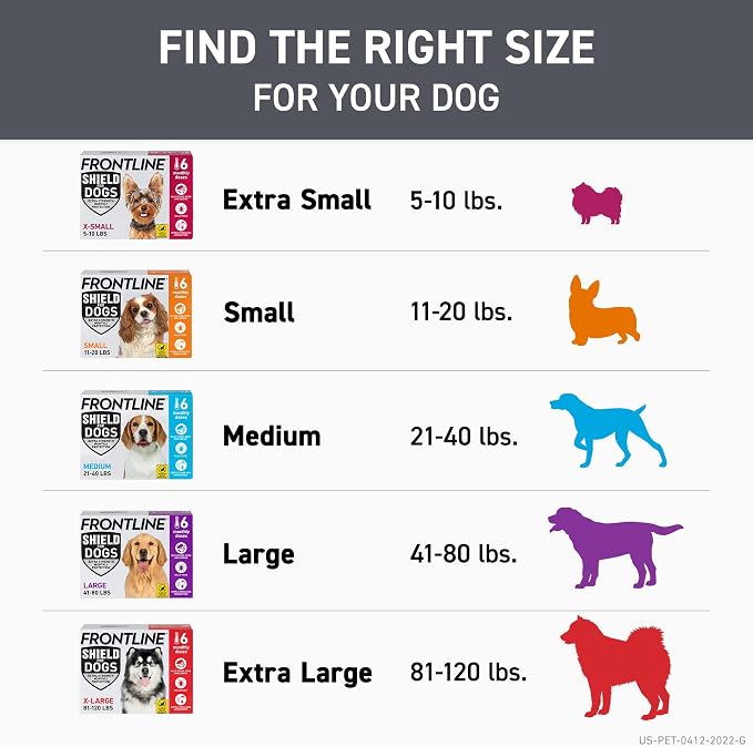 FRONTLINE Shield Flea & Tick Treatment for Large Dogs 41-80 lbs. Count of 6