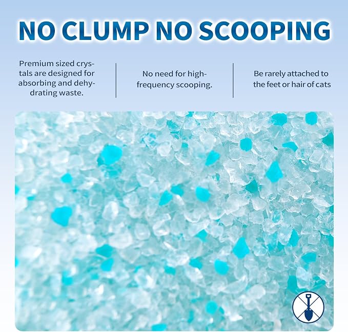 Made4Pets Cat Litter Crystals, Non Clumping Cat Litter Odor Control Kitty Litter Non Clumping No scooping Low Dust, Low Tracking, Lightweight, Dehydrates Waste,Cologne– 8.6 lbs (2 x 4.3 lb Packs)