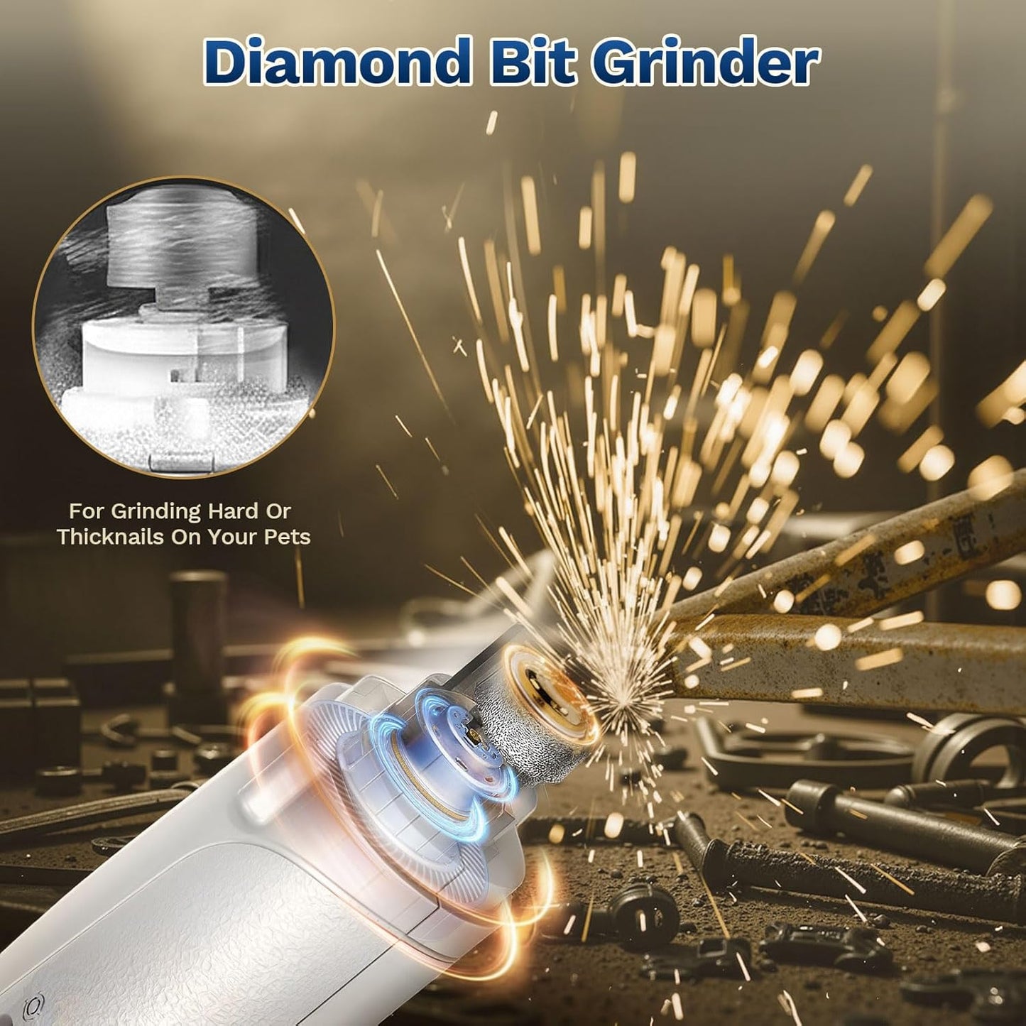 2 in 1 Dog Nail Clippers & Cat Nail Clippers Trimmers for Large Medium Small Dogs Cats Claw Trimmer Quick Sensor and Safety Guard USB Rechargeable Dogs Nail Trimmer with Catcher & 2 LED Lights