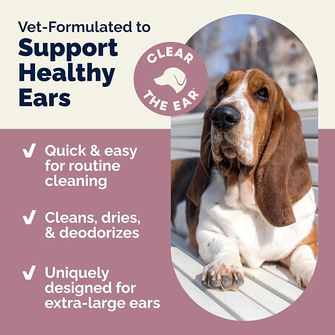 Vetnique Oticbliss Dog Ear Wipes, Cat & Dog Ear Cleaner & Deodorizing Wipes for Dogs, Cats, Puppies & Kittens, Vet Formulated Remove Ear Wax, Dirt & Odor Aloe for Itchy, Smelly Ears (XL Ear Wipes)