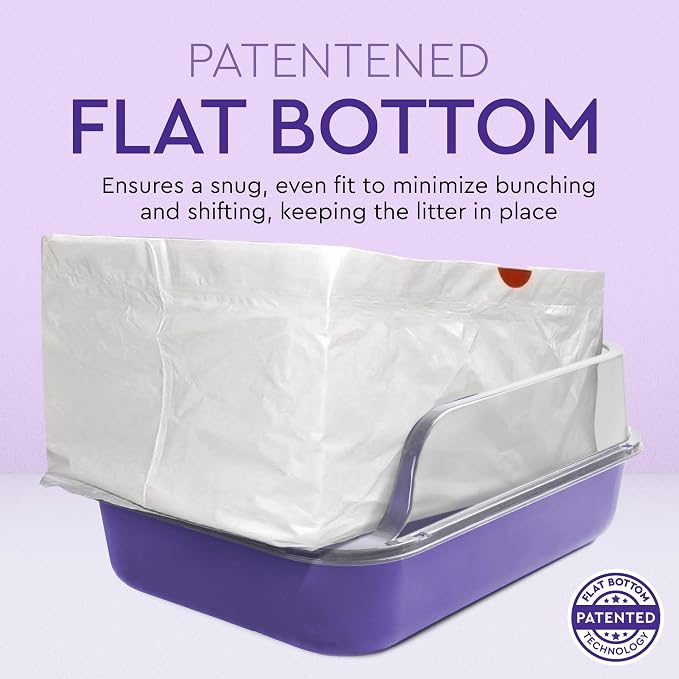Alfapet Extra Large cat Litter Box Liners-6 Boxes- Heavy Duty 2 mil Thick Plastic, Clever Drawstring Liner for Easy Disposal- Flat Bottom for Easy, Secure Placement in Kitty Pan-Disposable