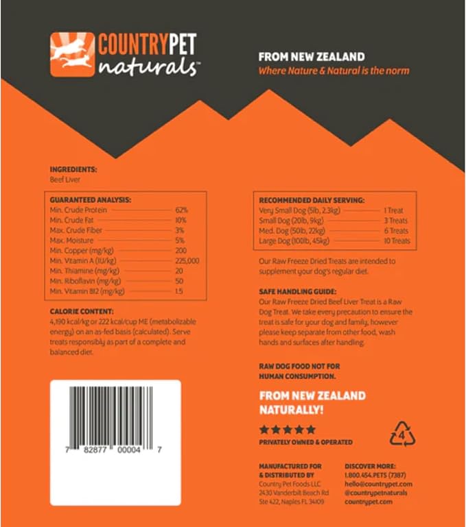 New Zealand Raw Freeze-Dried Beef Liver 62% Protein Bites 100% Grass-Fed, Premium, Single Ingredient, Grain & Gluten Free Dog Treat & Topper. No Crumbling 3-Pack