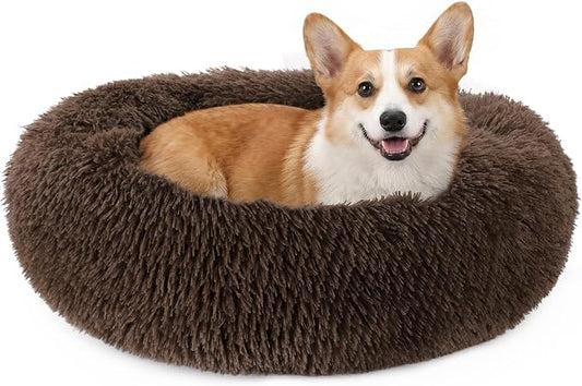 MIXJOY Orthopedic Dog Bed Comfortable Donut Cuddler Round Pet Beds Ultra Soft Washable Dog and Cat Cushion Bed (30'', Coffee)