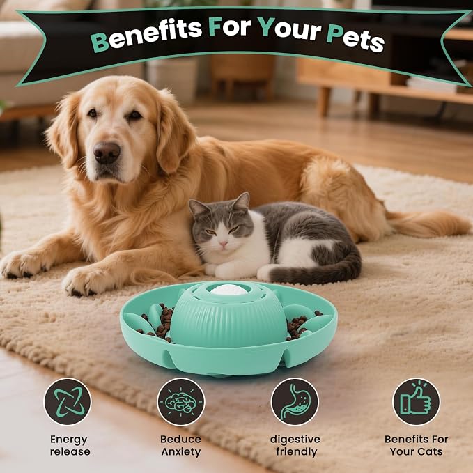 PUPPYGANG 2-in-1 Slow Feeder Dog Bowl for Large Dogs — Silicone Dry Food Maze & Wet Food Lick Ball with Suction Cup, Interactive Puzzle Feeder, Non-Slip & Detachable, Easy to Clean (Green)