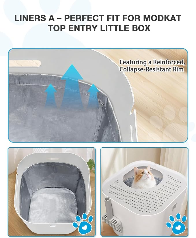 4 Pack Reusable Litter Liners A Compatible with Cat Litter Box liner Type-A, Modkat Liners with Heavy-Duty Carrying Handles