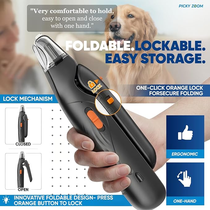 2-in-1 Dog & Cat Nail Clippers and Grinder with Light – Safety Guard to Avoid Overcutting, Sharp Blade, Painless Quiet Pet Nail Claw Trimmers, Professional Grooming Tool for Large Small Pets