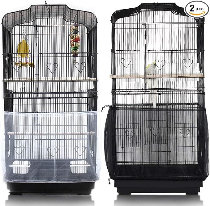 ASOCEA 2Pcs Bird Cage Seed Catcher Birdcages Extra Large Nylon Mesh Netting for Parakeets Cockatiel