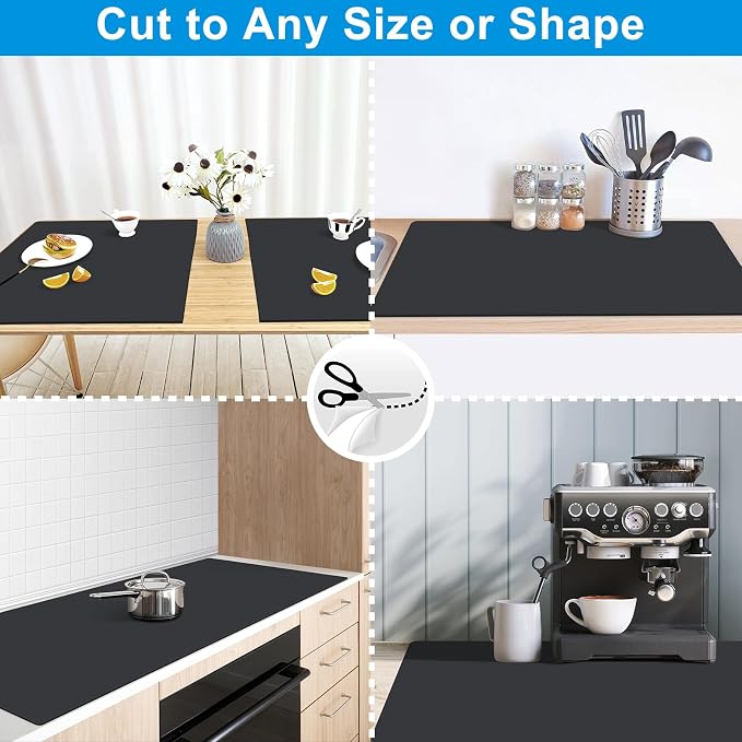 AECHY Extra Large Silicone Mat 78.74”x19.69”x0.08”, Multipurpose Silicone Mat Thick Heat Resistant Mat Shipped Rolled Up Kitchen Counter Mat Nonslip Silicone Mats for Kitchen Counter Black
