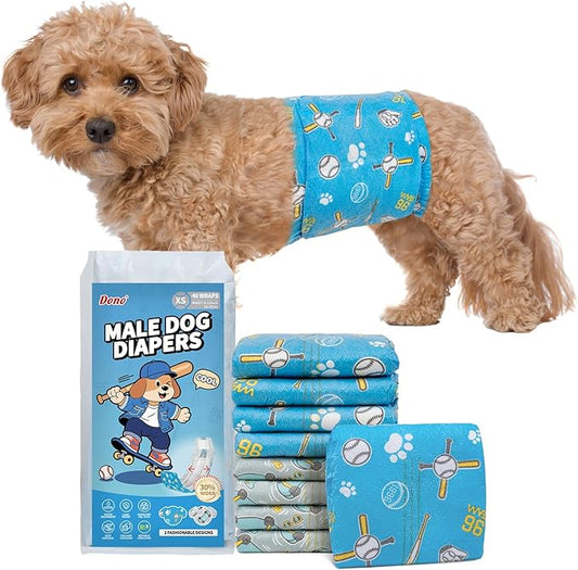 Dono Dog Diapers Male 20ct, Widened Disposable Male Dog Wraps, Super Absorbent Doggie Belly Bands with Wetness Indicator, Leak-Proof Puppy Pampers for Incontinence Excitable Urination, X-Small