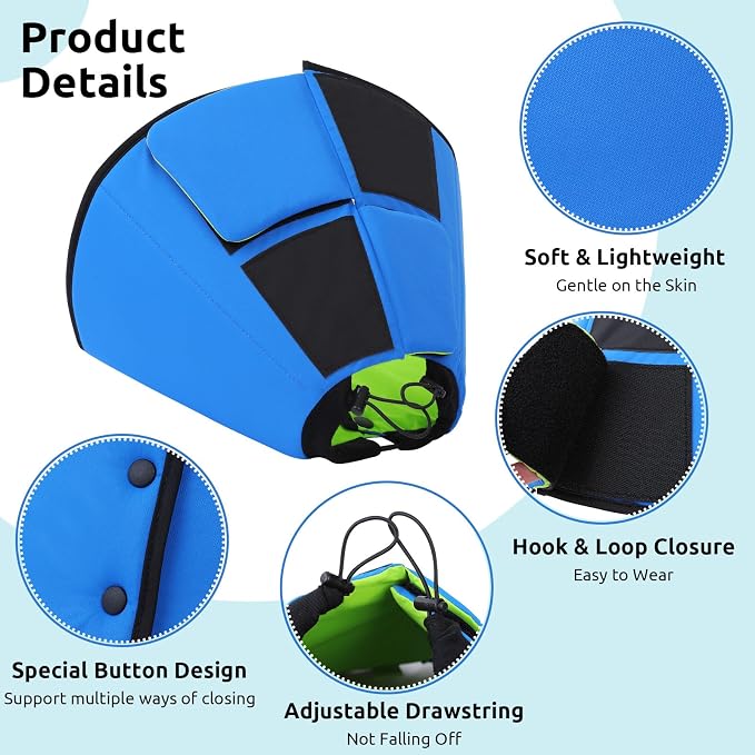 Queenmore Dog Cones for Medium Dogs, Soft Dog Cone Collar After Surgery, Pet Cone for Dogs Wound Care, Spay, Neuter, Breathable Pet Surgery Collars & Cones, Blue&Green M