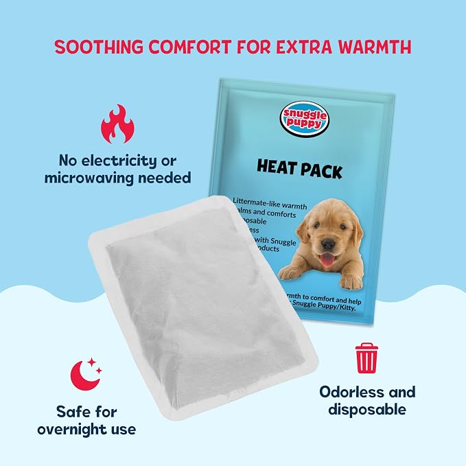 Snuggle Puppy Replacement Heat Packs for Dogs (12 Count) - Disposable Pet Comfort Warmers for Puppy Anxiety Relief - Odorless, Non-Toxic, All Natural - Fits All Snuggle Puppy Styles