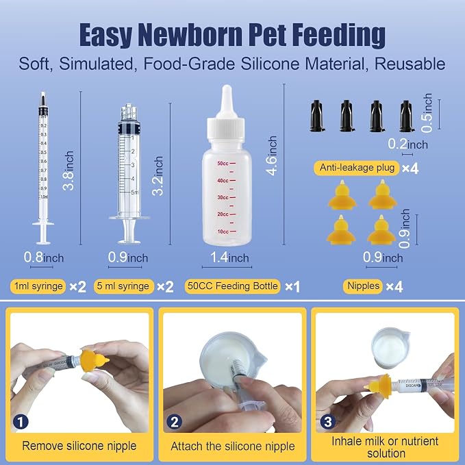 REDDOUDOU Puppy Kitten Whelping Kit, Whelping Kit with Feeding Nipple Bottle Stethoscope Scissors Cord Clamps Aspirator etc Full kit