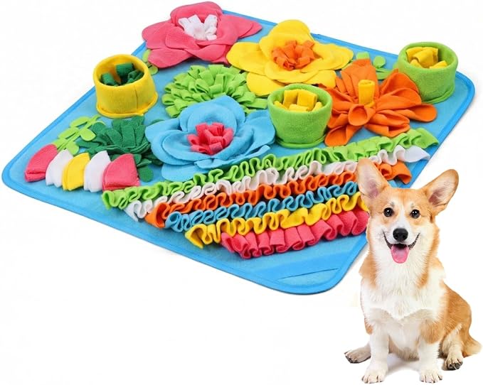 ORIA Snuffle Mat for Dogs, 15.4''x15.4'' Sniff Mat for Puppies, Interactive Puzzle Toy, Slow Feeding & Foraging Mat for Boredom, Keep Busy, Mental Stimulation, for Small Medium Dogs