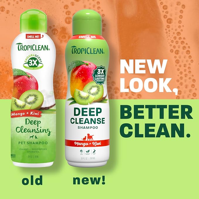 TropiClean Deep Cleansing Dog Shampoo, Powerful Odor Control, Puppy Safe, Made in The USA, Cat Friendly, 20oz.