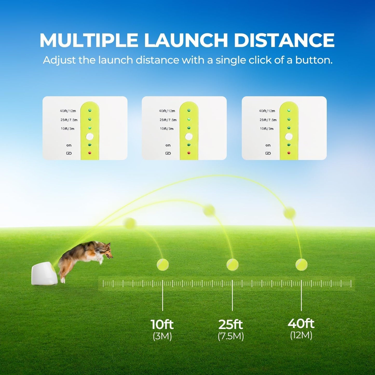 ALL FOR PAWS Automatic Dog Ball Launcher for Medium to Large Dogs, Interactive Tennis Ball Thrower, Rechargeable Dog Toy Mental Stimulation Training Game for Energetic Dogs