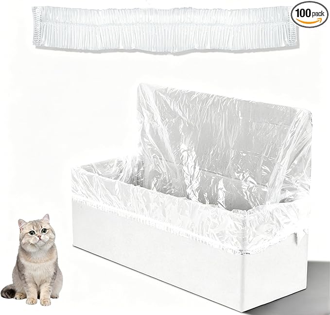 Trash Bags Compatible with Popur X5 Litter Box - with Elastic Band, Thickened Design for Popur X5 Self-Cleaning Cat Litter Box/Home Trash Bags (100 Pcs)