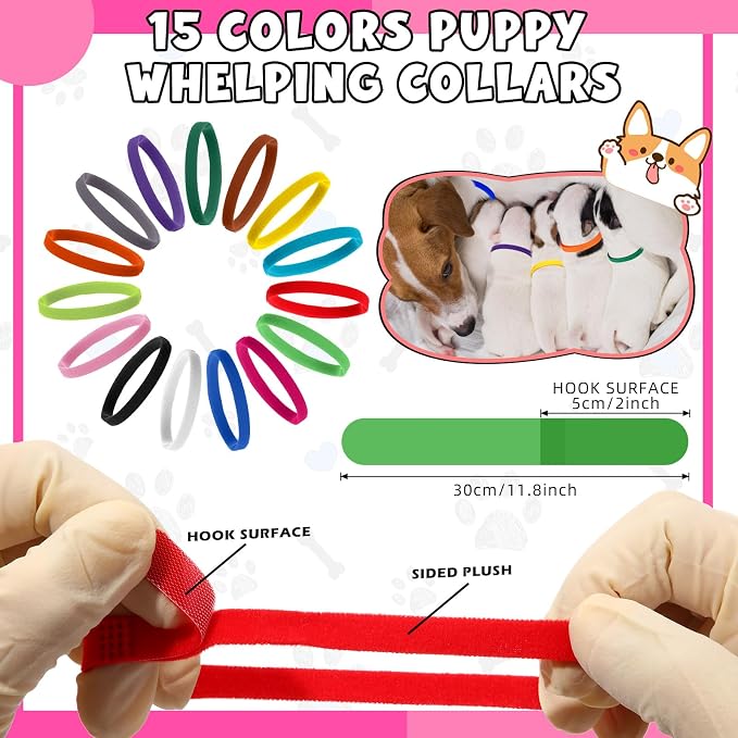 45 Pcs Puppy Dog Kitten Whelping Supplies Starter Kit for Birth Include Pet Playpen Whelping Collar Cord Clamp Bulb Aspirator Syringe Bottle Scissor Glove Bag for New Born Pet Supplies