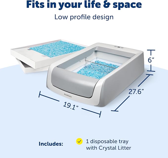 PetSafe ScoopFree Self-Cleaning Cat Litterbox - Never Scoop Litter Again - Hands-Free Cleanup with Disposable Crystal Tray - Less Tracking, Better Odor Control - Includes Disposable Tray