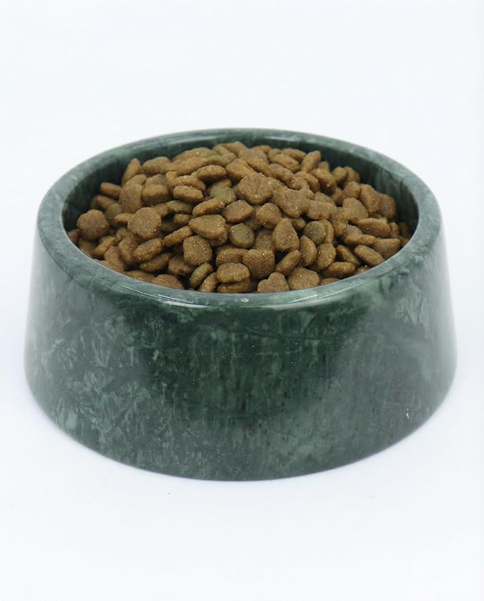 OOBOOB Natural Marble Dog Bowls, Heavy Non-Skid Dog Food Bowl & Dog Water Bowl with Unique Veining, Modern Stylish Pet Feeding Bowl for Small to Medium Dogs & Cats
