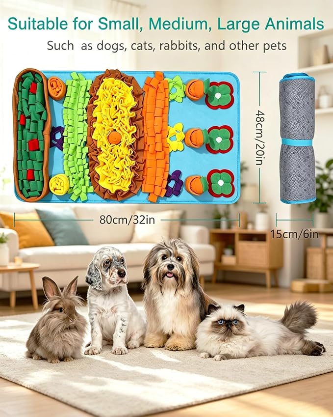 ORIA Snuffle Mat for Dogs, 32''x20'' Interactive Slow Feeder Mat for Boredom, Mental Stimulation, Stress Relief, Enrichment Toy & Treat Puzzle Mat for Small Medium Large Dogs Puppies